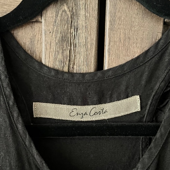 Enza Costa French Linen Sleeveless Button Down Ruffle Black Jumpsuit Size 0 - Picture 6 of 11